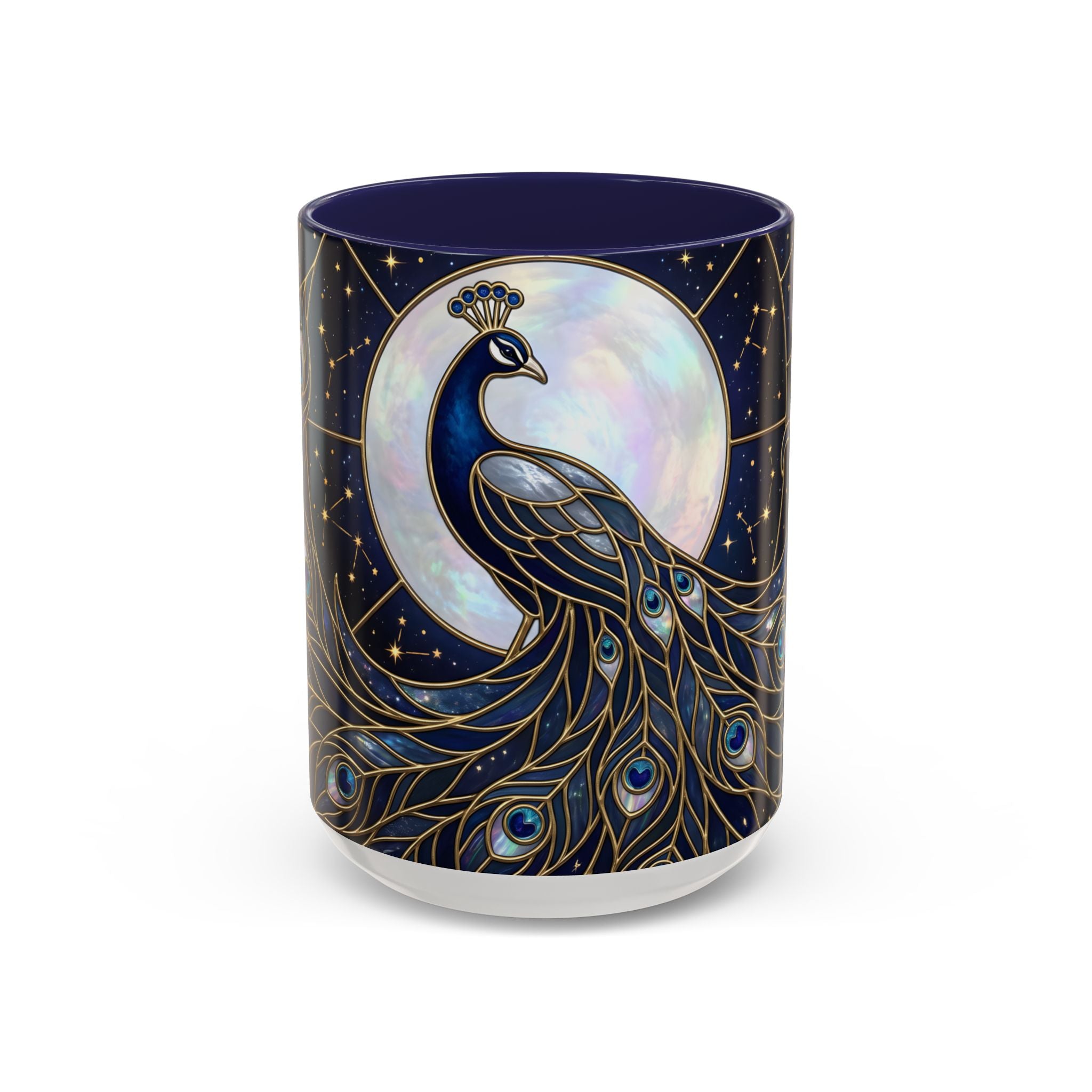 Moonlit Peacock Stained Glass Style Mug