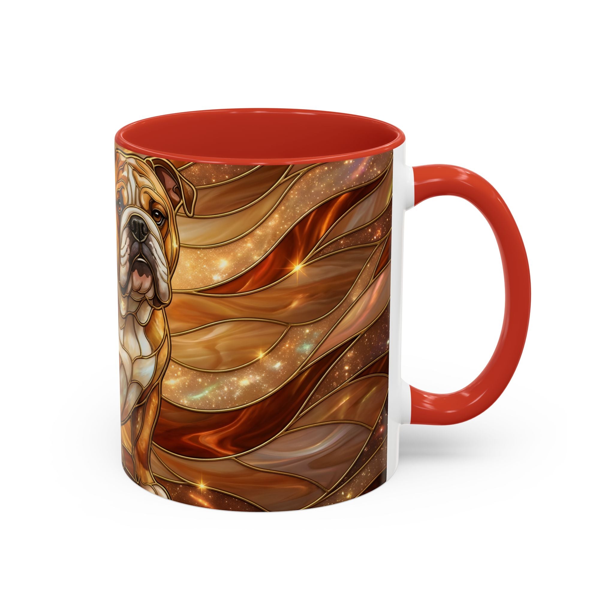 Amber Bulldog Stained Glass Style Mug