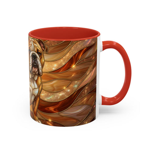 Amber Bulldog Stained Glass Style Mug