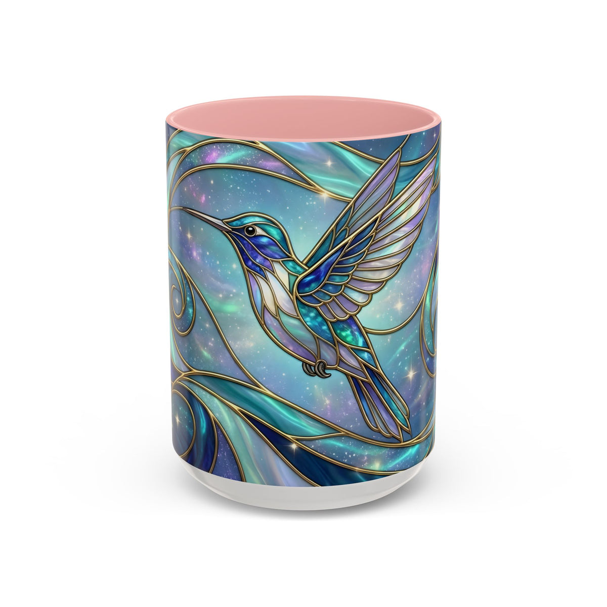 Blue Breeze Hummingbird Stained Glass Style Mug