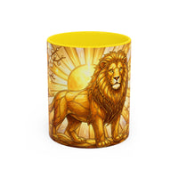 Golden Sakura Lion Stained Glass Style Mug