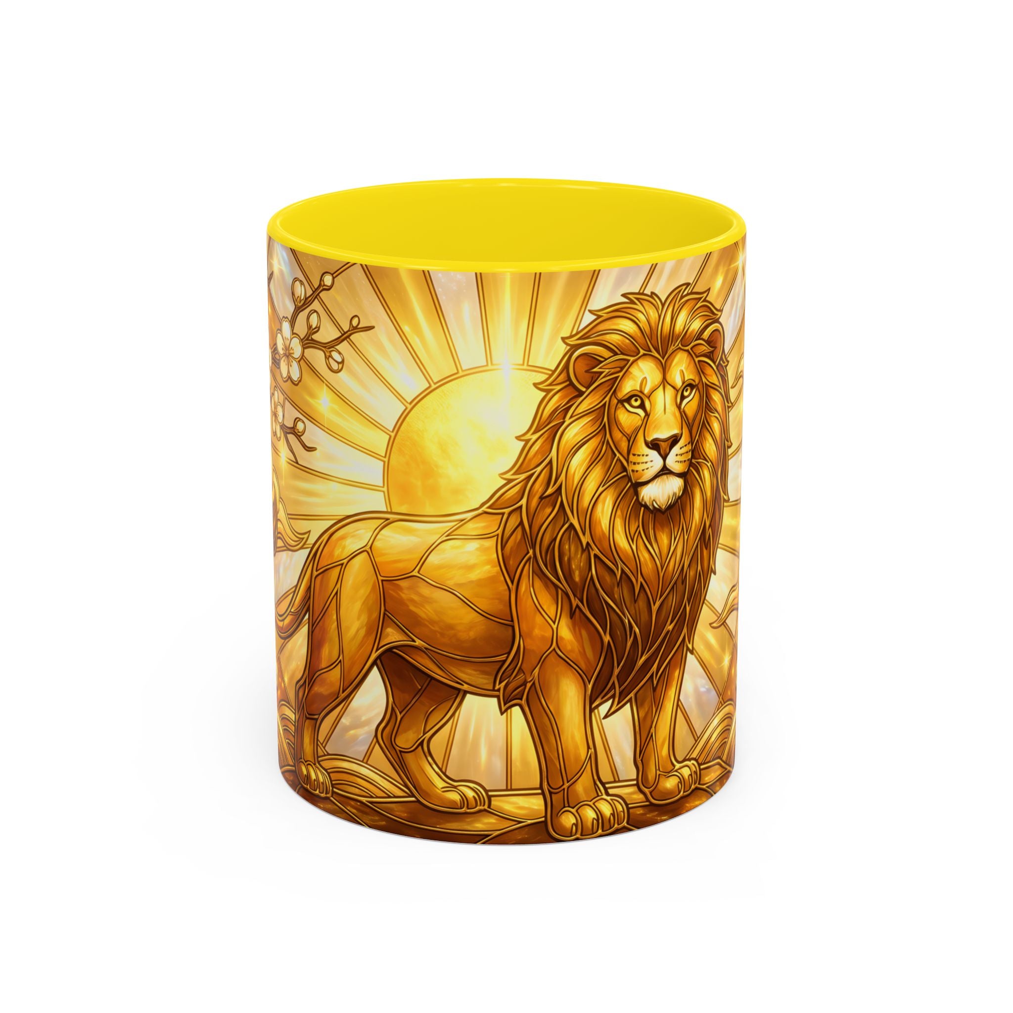 Golden Sakura Lion Stained Glass Style Mug