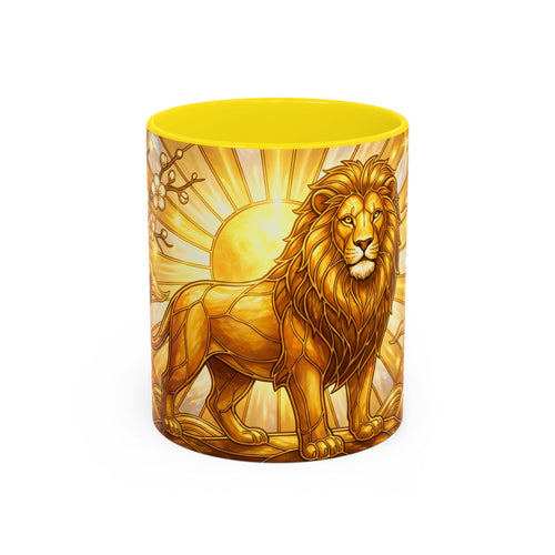 Golden Sakura Lion Stained Glass Style Mug