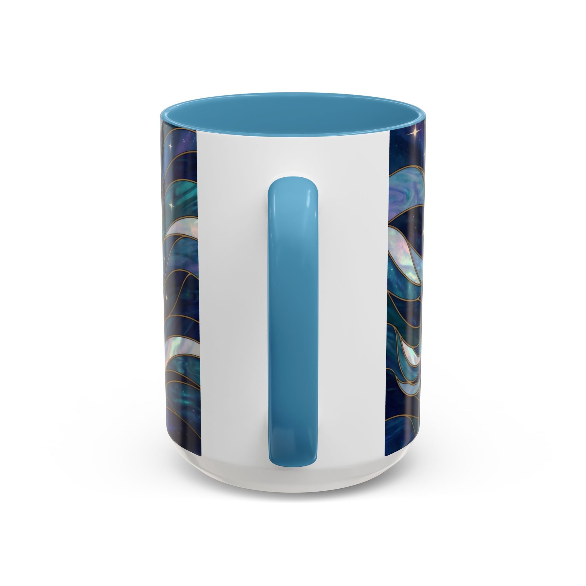 Celestial Blue Wolf Stained Glass Style Mug