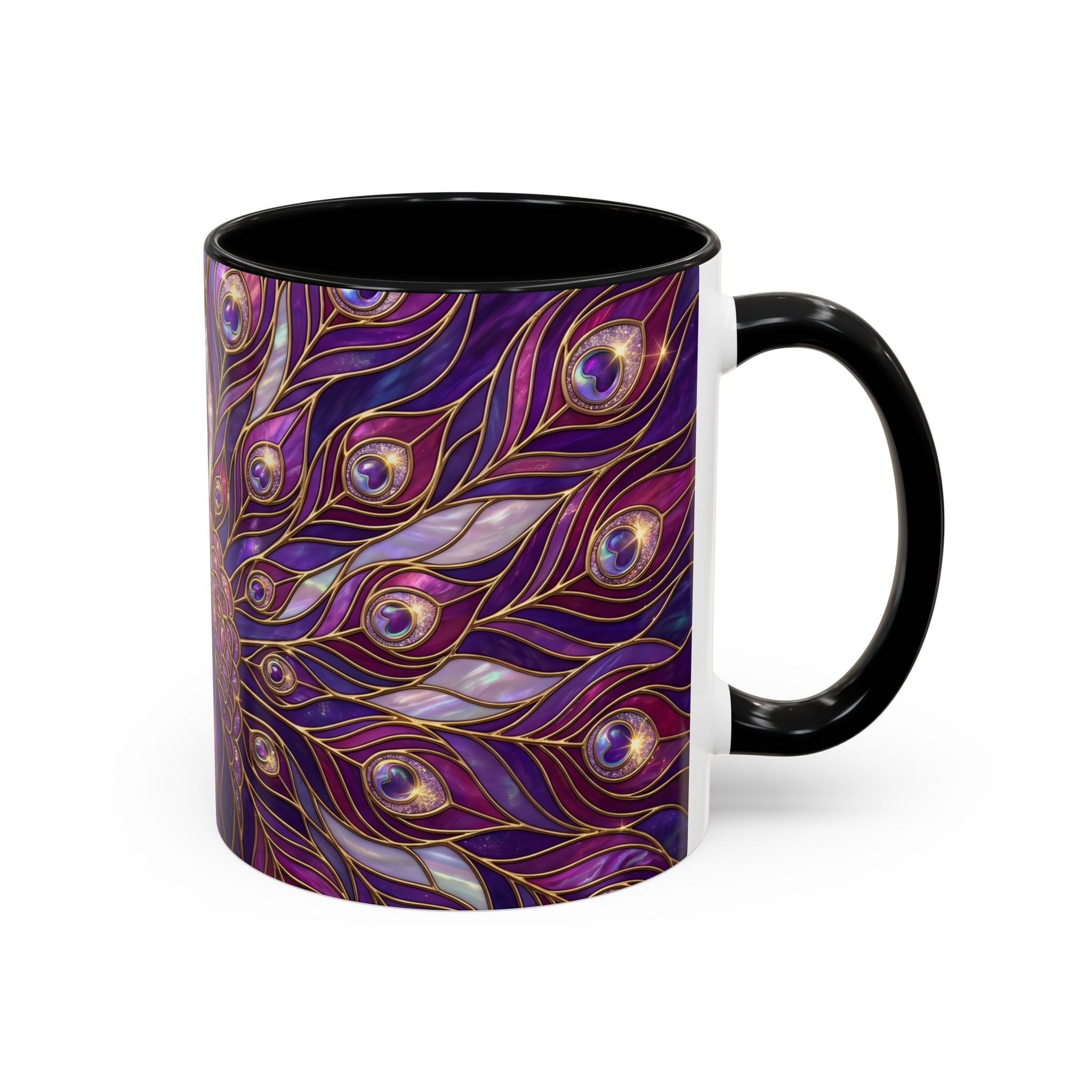 Purple Peacock Stained Glass Style Mug