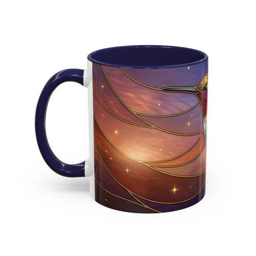 Sunset Sky Hummingbird Stained Glass Style Mug