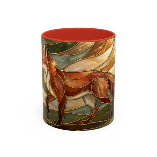 Olive Glow Fox Stained Glass Style Mug