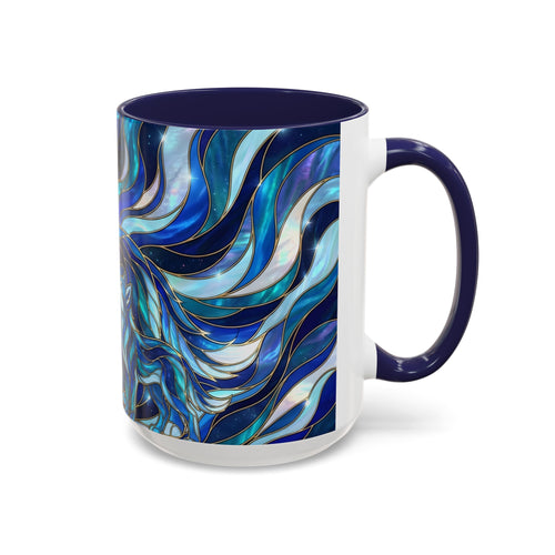 Cobalt Wolf Family Stained Glass Style Mug