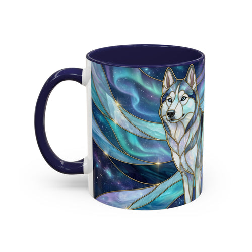 Aurora Husky Stained Glass Style Mug