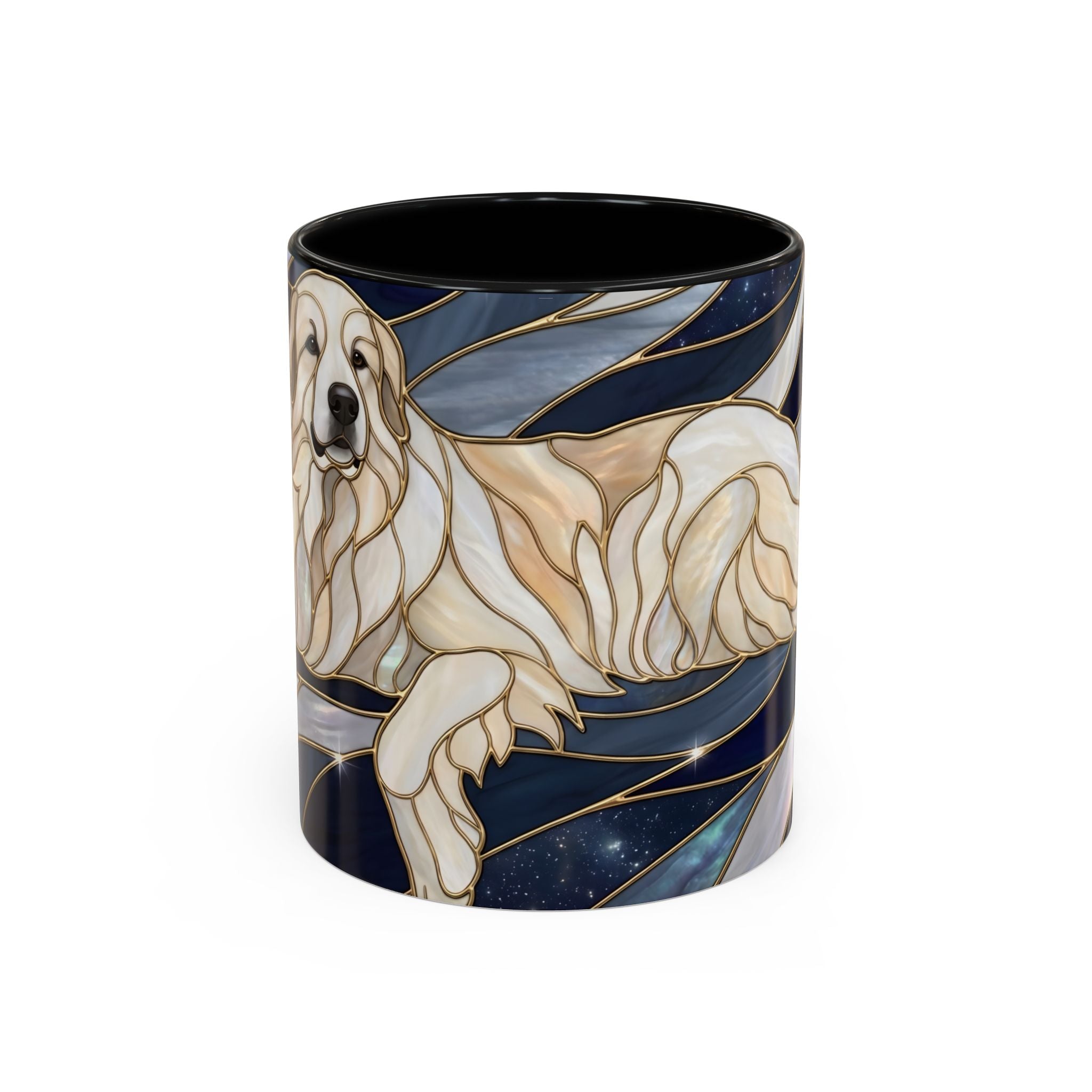 Navy Glow Great Pyrenees Stained Glass Style Mug