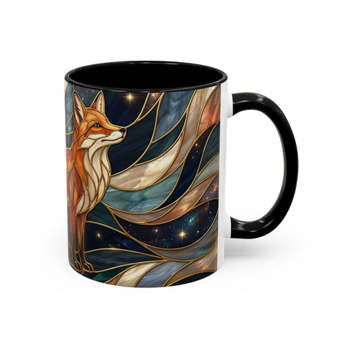 Celestial Night Fox Stained Glass Style Mug