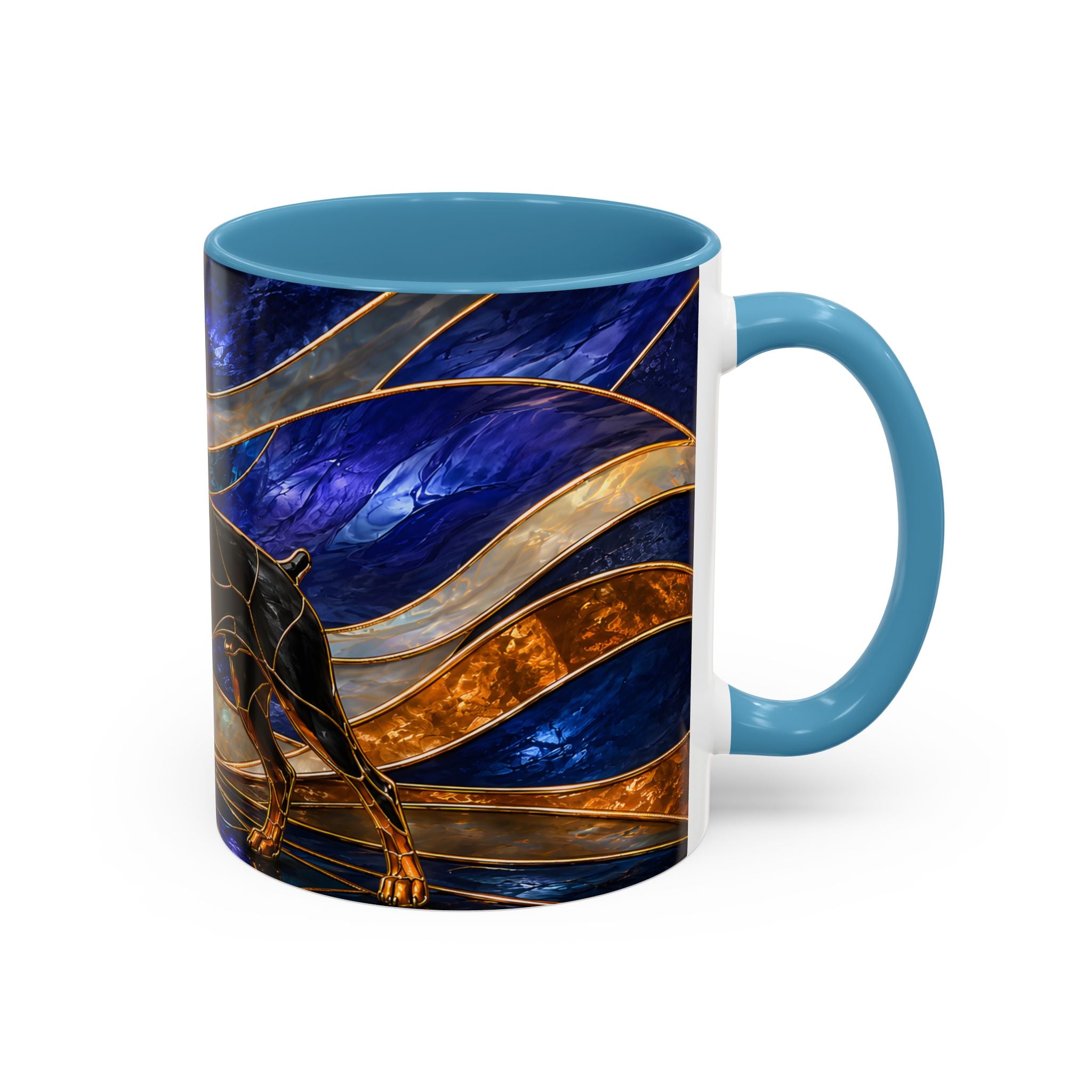 Blue Wave Doberman Pinscher Stained Glass Style Mug
