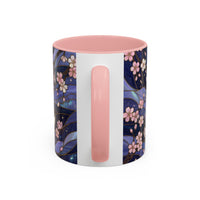 Night Sakura Wolf Stained Glass Style Wolf Coffee Mug