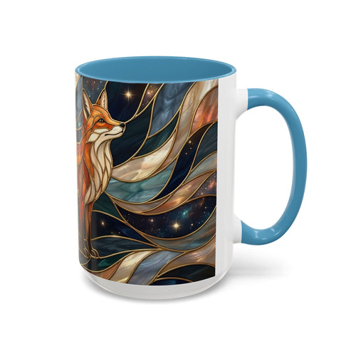 Celestial Night Fox Stained Glass Style Mug