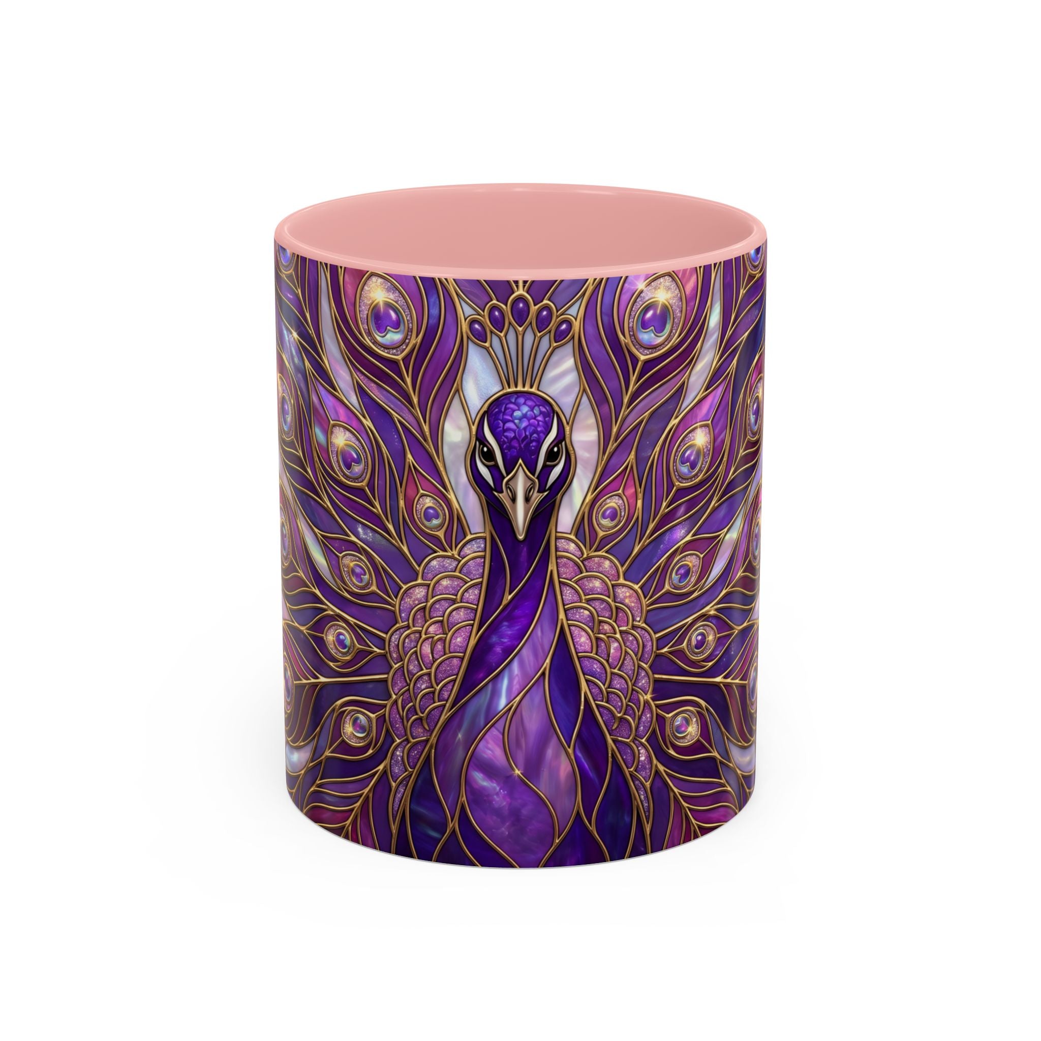 Purple Peacock Stained Glass Style Mug