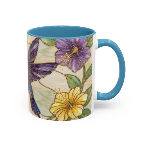 Garden Bloom Hummingbird Stained Glass Style Mug