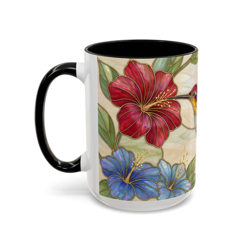 Garden Bloom Hummingbird Stained Glass Style Mug