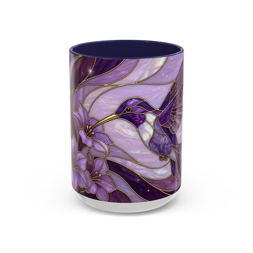Purple Bloom Hummingbird Stained Glass Style Mug