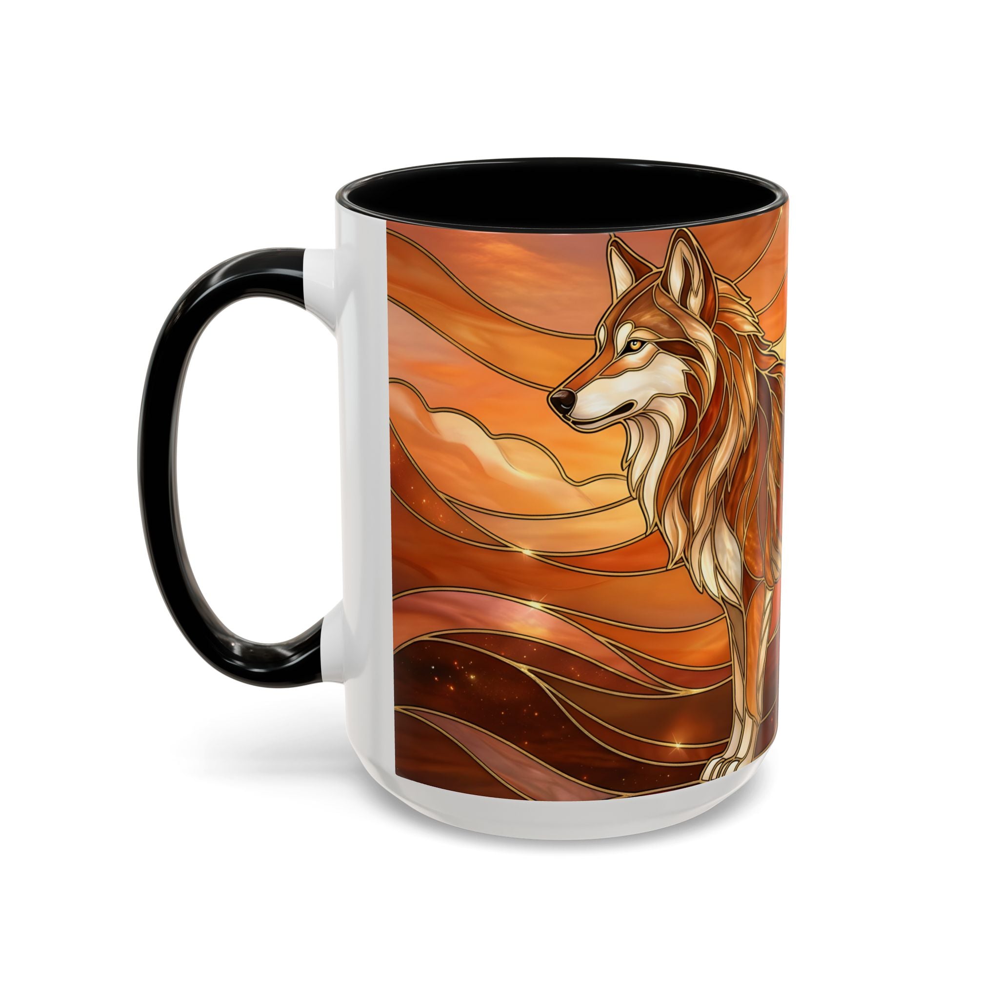 Amber Wolf Stained Glass Style Mug