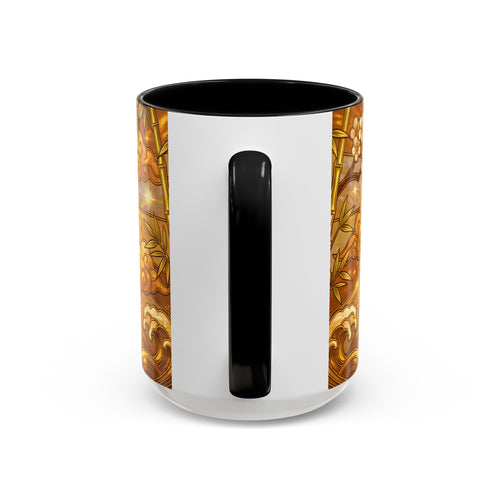 Golden Sakura Lion Stained Glass Style Mug
