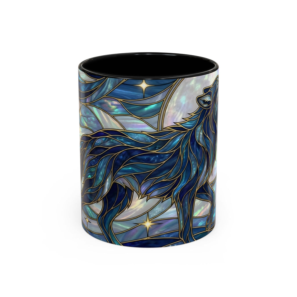 Sapphire Wolf Stained Glass Style Mug