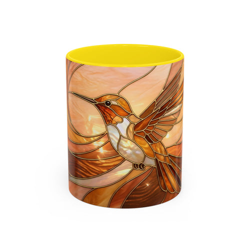 Honey Glow Hummingbird Stained Glass Style Mug