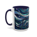 Celestial Blue Wolf Stained Glass Style Mug