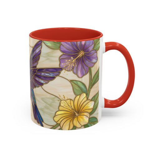Garden Bloom Hummingbird Stained Glass Style Mug