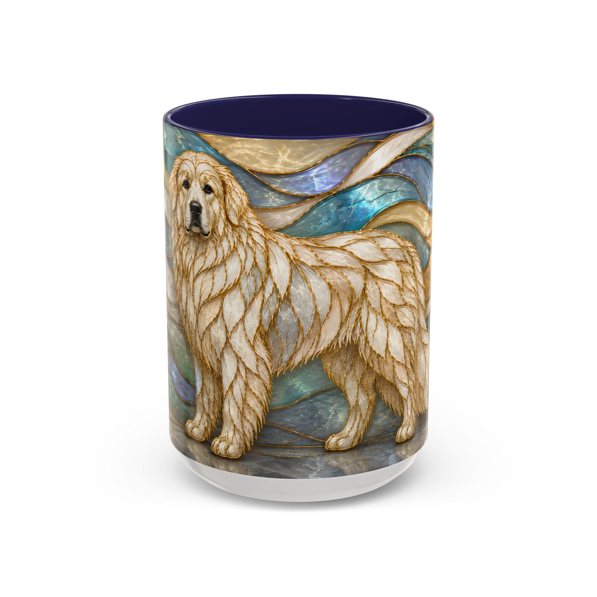 Blue Glow Great Pyrenees Stained Glass Style Mug