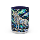 Northern Lights Wolf Stained Glass Style Mug