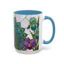 Floral Peacock Stained Glass Style Mug