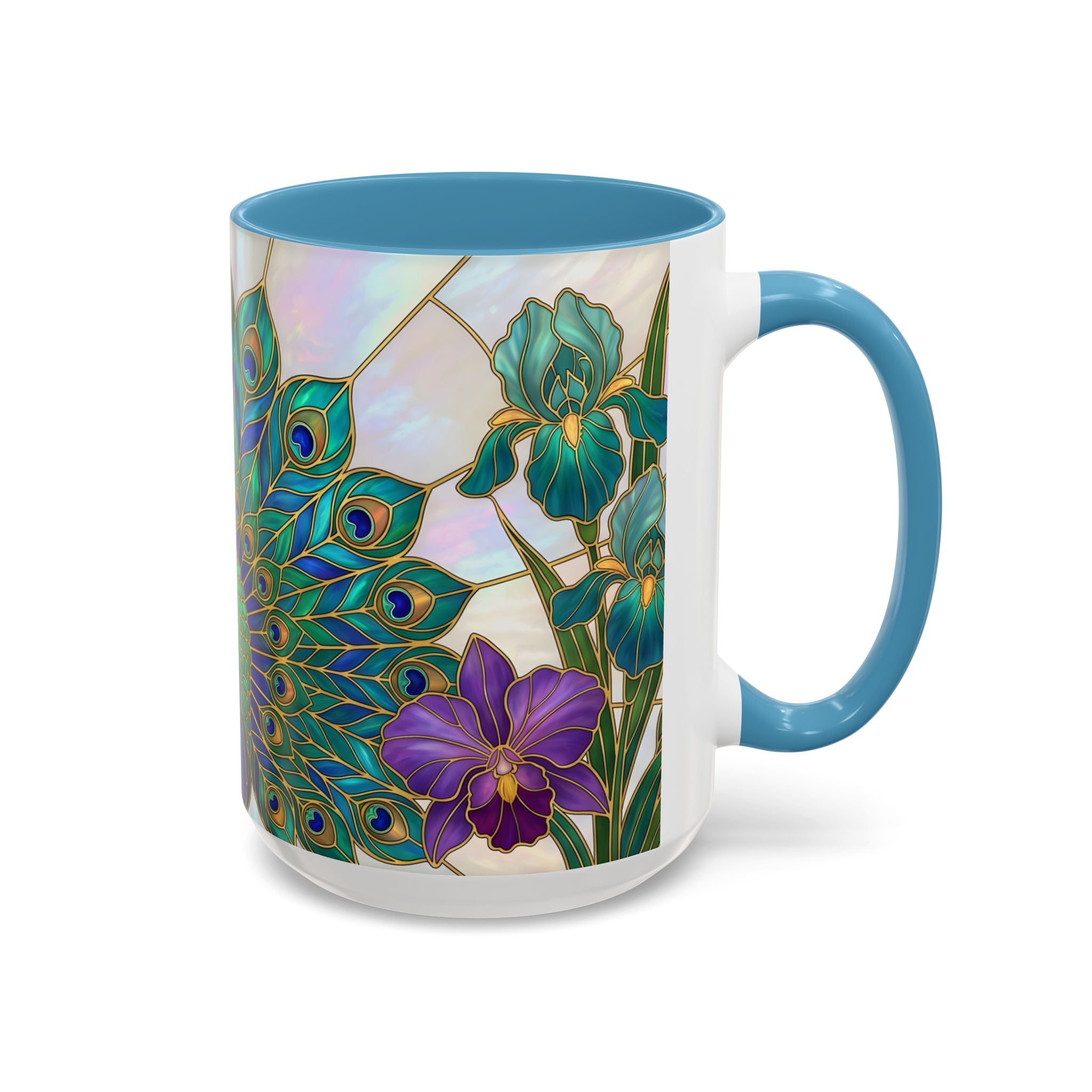 Floral Peacock Stained Glass Style Mug