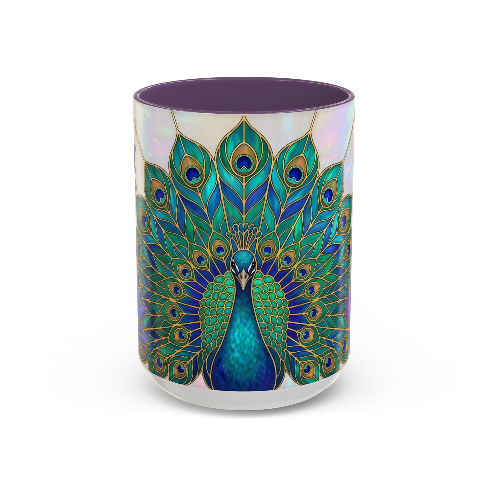 Floral Peacock Stained Glass Style Mug