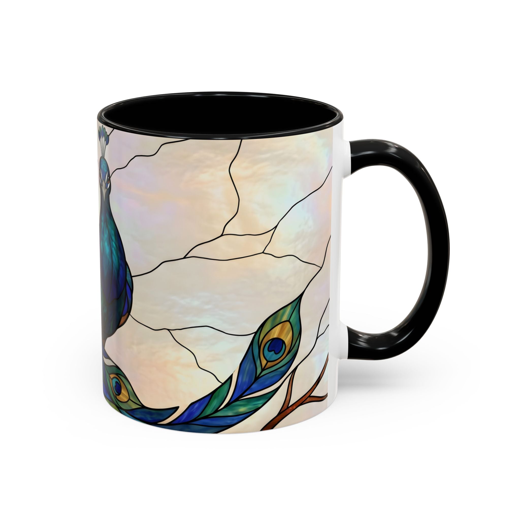Minimal Peacock Stained Glass Style Mug