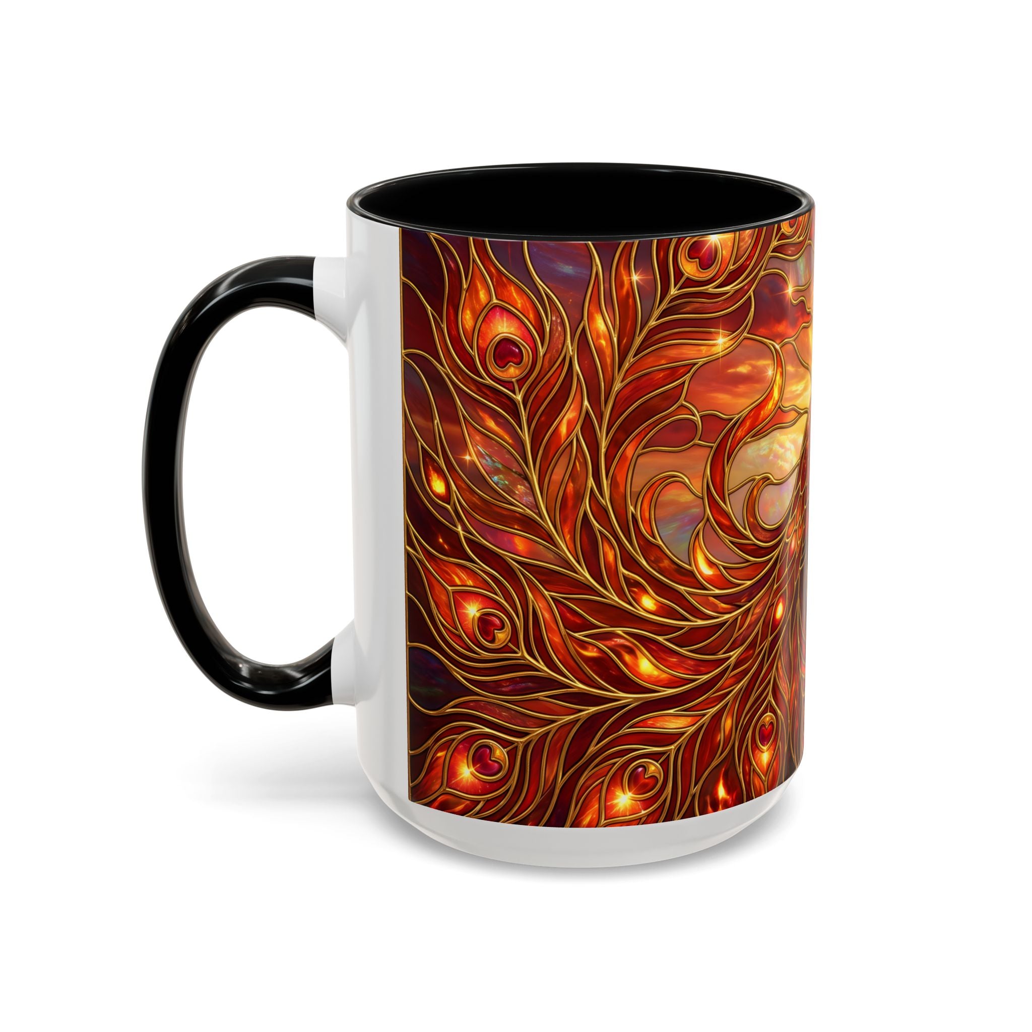 Sunset Peacock Stained Glass Style Mug