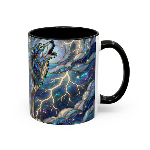 Storm Sky Wolf Stained Glass Style Mug