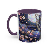 Night Sakura Wolf Stained Glass Style Wolf Coffee Mug