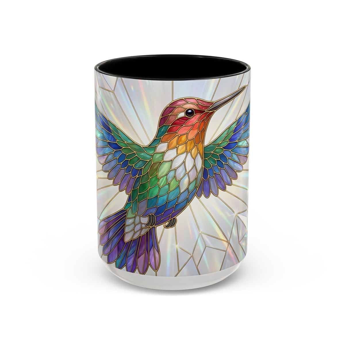 Rainbow Hummingbird Stained Glass Style Mug