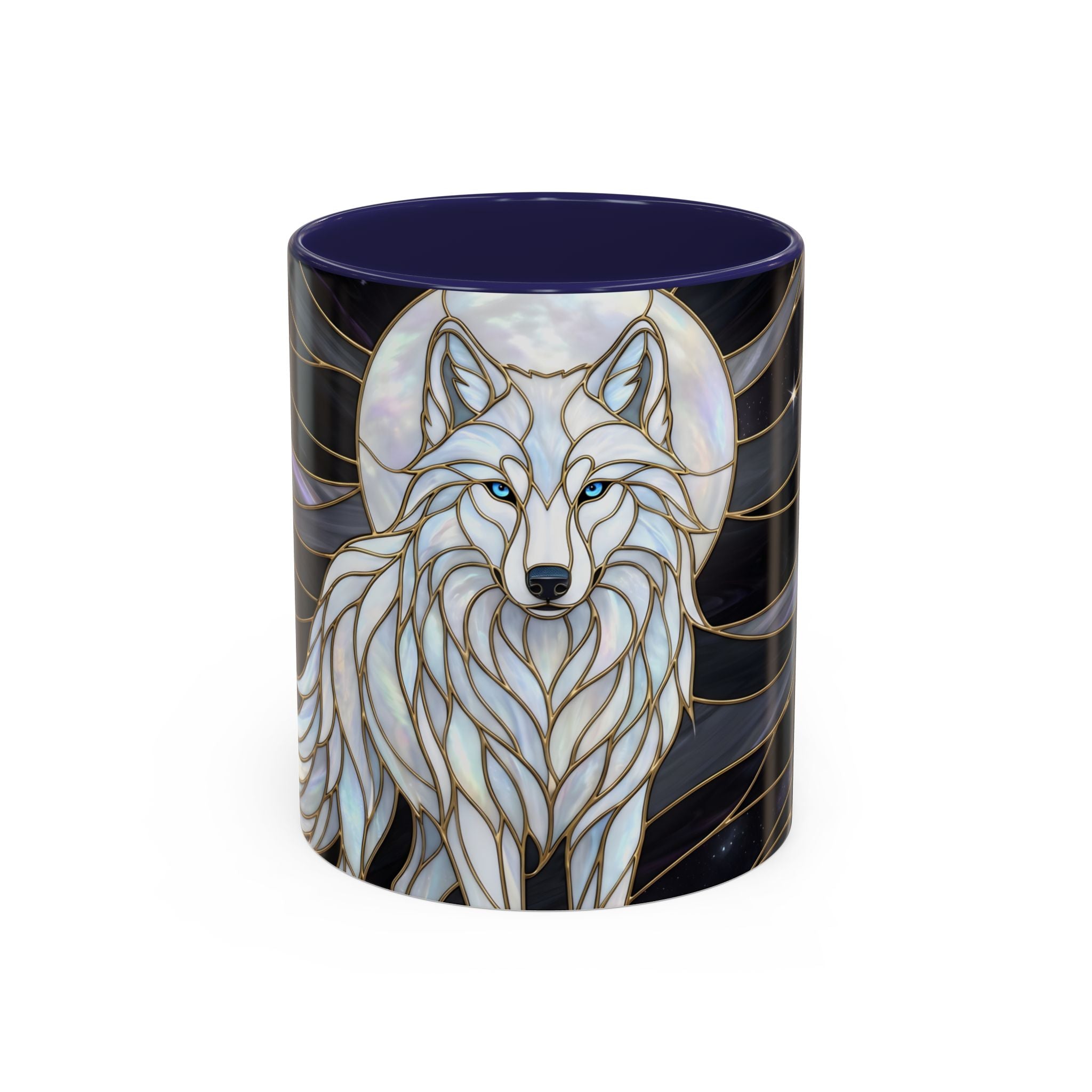 Night Wolf Stained Glass Style Mug