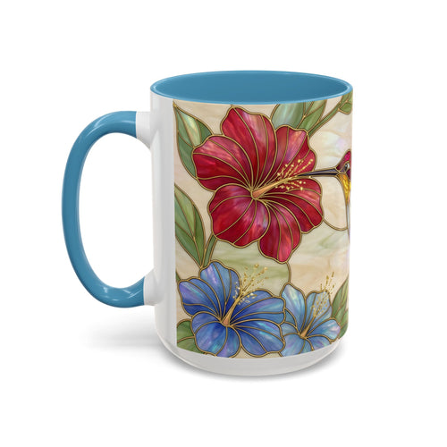 Garden Bloom Hummingbird Stained Glass Style Mug