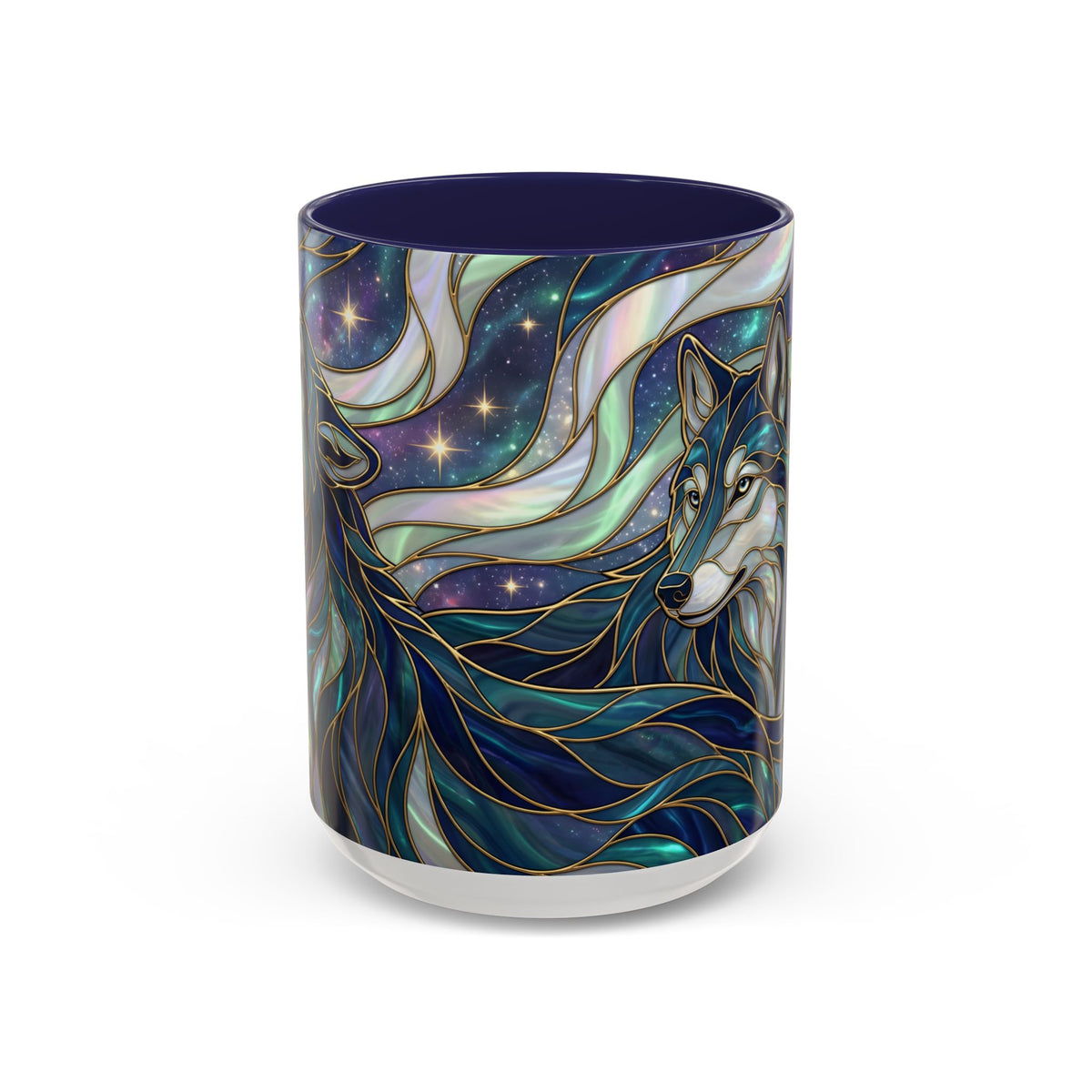 Starlight Wolf Stained Glass Style Mug