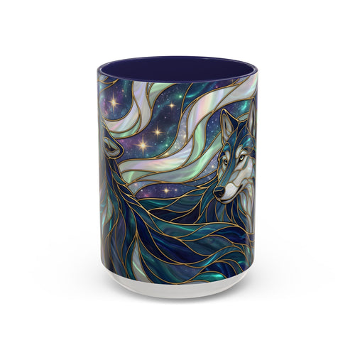 Starlight Wolf Stained Glass Style Mug