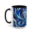 Cobalt Wolf Duo Stained Glass Style Mug