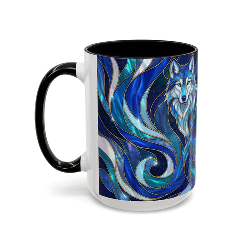 Cobalt Wolf Duo Stained Glass Style Mug