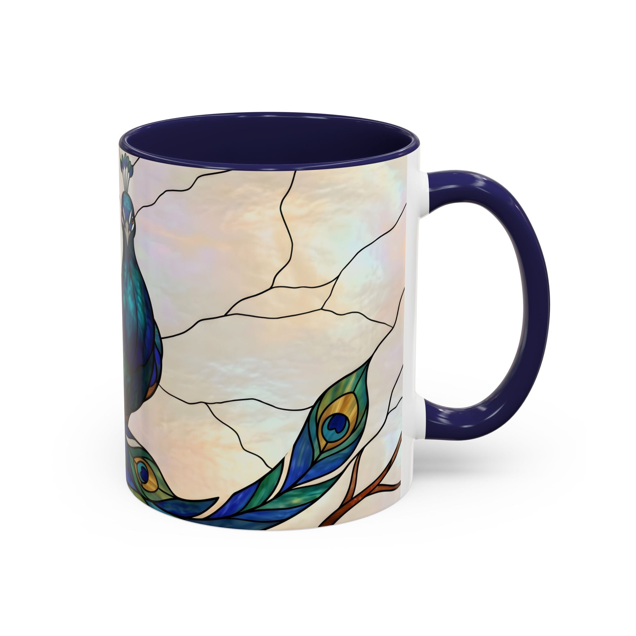 Minimal Peacock Stained Glass Style Mug