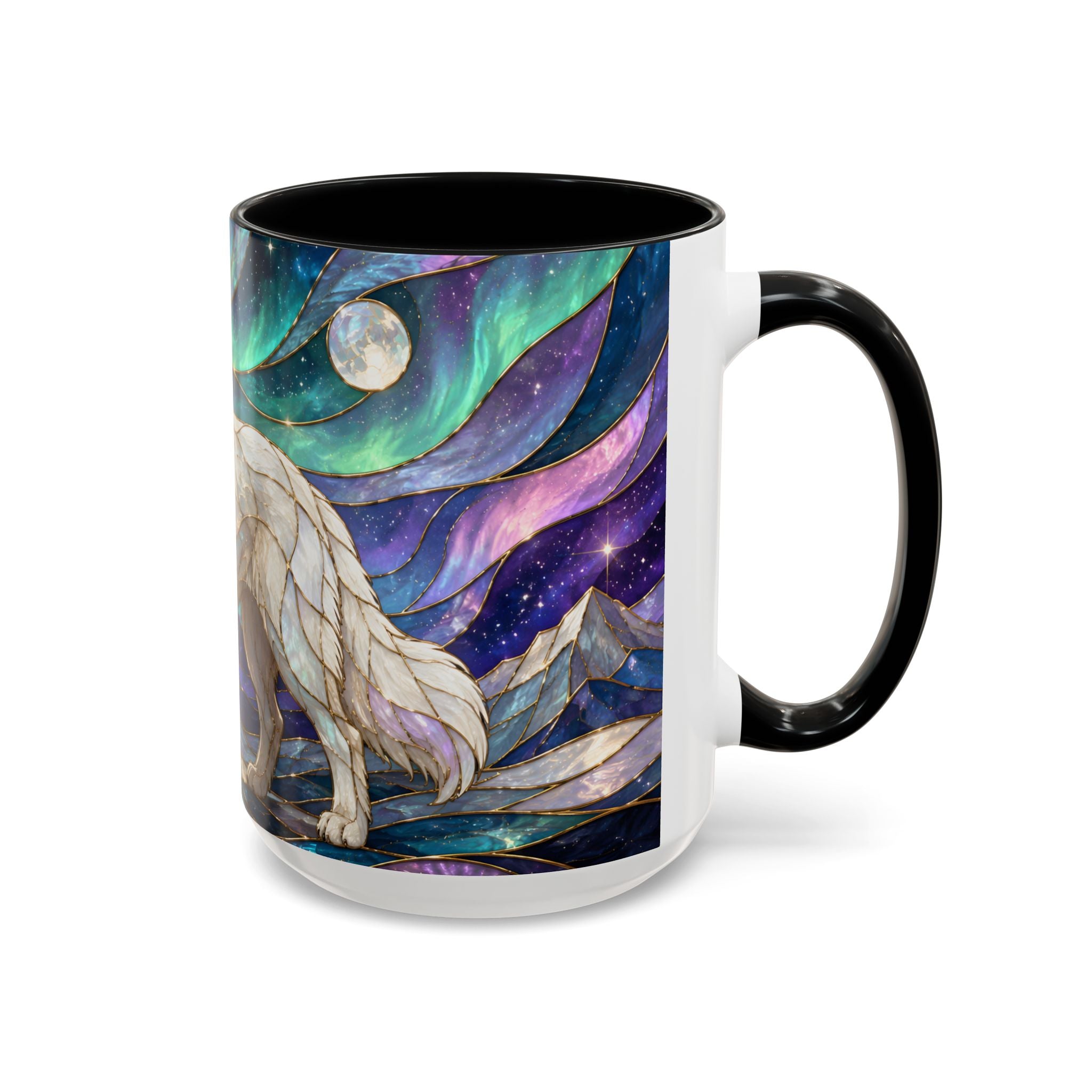 Aurora Peaks Great Pyrenees Stained Glass Style Mug