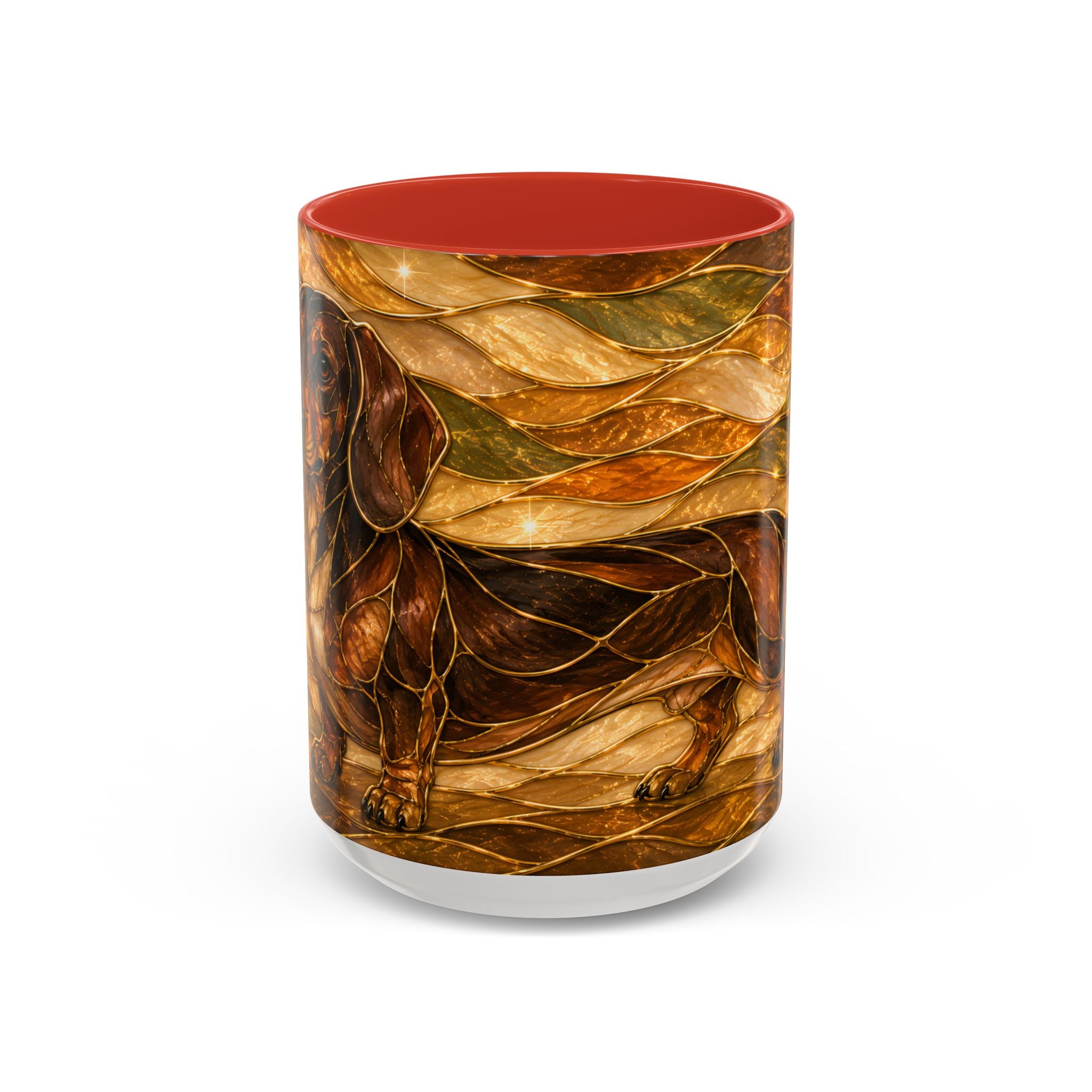 Golden Dachshund Stained Glass Style Mug