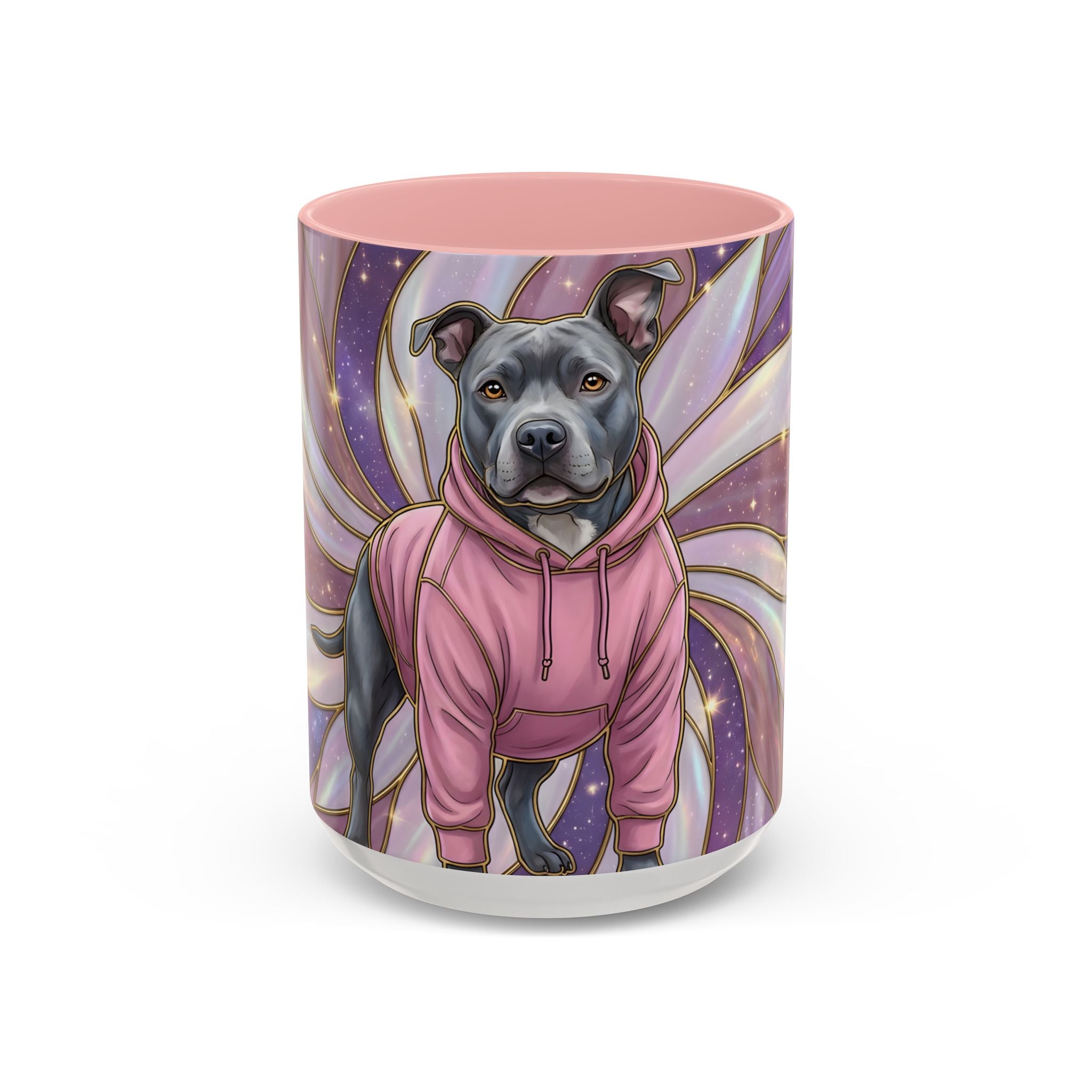 Rose Glow Staffordshire Bull Terrier Stained Glass Style Mug