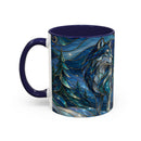 Blue Wolf Stained Glass Style Mug
