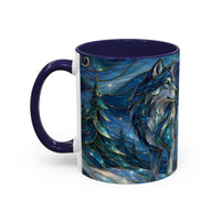 Blue Wolf Stained Glass Style Mug